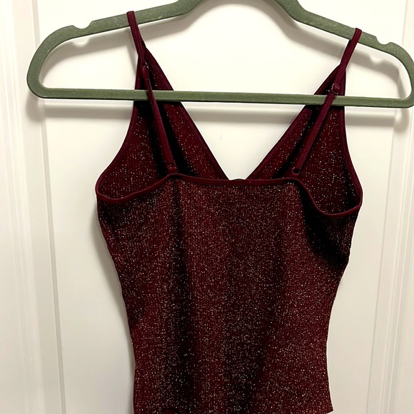 Gold Sparkle Maroon Bodysuit - Picture 2 of 3